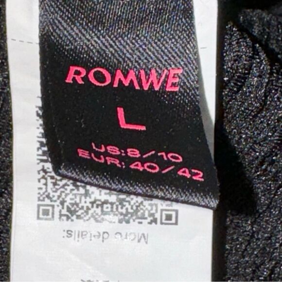 Solid Black Button Down Wide Sleeve Blouse Deep V Neck size L 8/10 stretchy - Picture 9 of 12